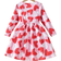 Shein Little Girls 1 Piece Girl Dress with Heart Print, Long Sleeve, Round Neck, A-line, Elastic Waist, Fitted, Suitable for Valentine's Day Party, Spring/Autumn