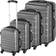 tectake Lightweight Hard Shell Suitcase Set of 4 - Grey