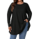 Shein Privé Plus Size Elegant Casual Loose Long Sleeve Round Neck Solid Color Basic Umbrella Hem T-Shirt, Suitable For Homewear And Vacation