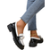 Shein Women's Diamond Decor Thick Sole Casual Slip-On Loafers, Black & White Mixed Color, For Spring/Autumn Daily Wear