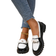 Shein Women's Diamond Decor Thick Sole Casual Slip-On Loafers, Black & White Mixed Color, For Spring/Autumn Daily Wear