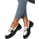 Shein Women's Diamond Decor Thick Sole Casual Slip-On Loafers, Black & White Mixed Color, For Spring/Autumn Daily Wear