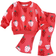 Shein 2pcs Baby Girls Casual Strawberry Pattern Sweatshirt + Pants Set, Lightweight For Spring/Autumn