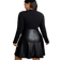 Shein CURVE+ Plus Size Autumn/Winter Long Sleeve Zipper PU Patchwork Casual Motorcycle Vintage Black Dress, Plus Size Loose Fit