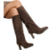 Shein Black, Fashion Women Suede Pointed Toe Slip-On High Heel Boots In Coffee Brown, Khaki, Black, Elegant Western-Style Mid-Calf Boots For Parties, School, Casual Wear