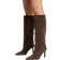 Shein Black, Fashion Women Suede Pointed Toe Slip-On High Heel Boots In Coffee Brown, Khaki, Black, Elegant Western-Style Mid-Calf Boots For Parties, School, Casual Wear