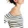 H&M Rib Knit Off The Shoulder Top - Cream/Black Striped