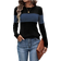 Shein Lune Women Contrast Color Crew Neck Long Sleeve Ribbed Casual T-Shirt, Spring & Summer Graphic Tees Women Tops For Spring Outfit