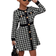 Shein Young Girl Houndstooth Print Button Front Dress