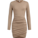 Shein Tween Girls Casual Crew Neck Asymmetric Apricot Mini Dress