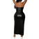 Shein Slayr Plus Size Elegant & Party & Cocktail Black Strapless Tie-Neck Bodycon PU Coated Dress For Women