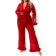 Shein Plus Size Women Heart Jacquard Mesh Flare Sleeve Top And Trousers Pajama Set