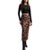 New Look Leopard Print Satin Midi Skirt - Brown