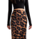 New Look Leopard Print Satin Midi Skirt - Brown