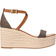 Michael Kors Serena Signature Logo and Leather Wedge Sandal - Brown