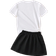 Shein Tween Girls Cartoon Girl Pattern Printed Short Sleeve T-Shirt And Solid Color Pleated Skirt Set