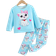 Shein Young Girl Comfortable Cartoon Cat Print Long Sleeve Pajamas Loungewear Glows Under UV Light