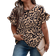 Shein Plus Women Leopard Print Floral Petal Sleeve Loose Blouse Summer
