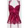 LoveHoney Plus Size Moonlight Wine Plunge Basque Set