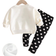 Shein Cute Handpainted Heart Print Sweatshirt And Leggings - Soft Round Neck