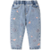 Shein Heart Embroidered Denim Tapered Pants - Denim