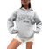 Shein Letter Flocking Kangaroo Pocket Drop Shoulder Hoodie
