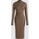 Cider High Neck Solid Ruched Midi Dress