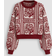 Cider Knit Round Neckline Floral Contrasting Binding Sweater