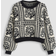 Cider Knit Round Neckline Floral Contrasting Binding Sweater