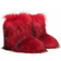Shein Womens Faux Fur Fluffy Snow Boots Fashionable Flat MidCalf Boots With Furry Trim Red