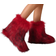 Shein Womens Faux Fur Fluffy Snow Boots Fashionable Flat MidCalf Boots With Furry Trim Red