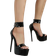 Shein Women Black Minimalist Platform Stiletto Heeled Sandals, Punk Open Toe Ankle Strap Sandals
