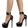 Shein Women Black Minimalist Platform Stiletto Heeled Sandals, Punk Open Toe Ankle Strap Sandals