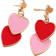 Shein pair European American Fashionable Minimalist DoubleLayered Alloy Heart Shaped Oil Drop Earrings For Women Summer Holiday Gift For Daily Wear