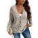 Shein Franclia Plus Size V-Neck Mixed Knit Cardigan, Spring & Autumn, For Winter