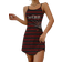 Shein Burgundy Black Striped English Text Print Spaghetti Strap Nightgown