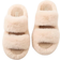 FamilyFairy Women Fluffy Faux Fur Slippers Comfy Open Toe Two Band Slides with Fleece Lining and Rubber Sole
