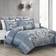 Chezmoi Collection Royale 7-Piece Jacquard Floral Comforter Set Queen Bedspread Blue (233.7x228.6cm)