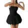 Shein Summer Fashion Solid Color Strapless Puff Bubble Mini Dress