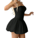 Shein Summer Fashion Solid Color Strapless Puff Bubble Mini Dress