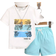 Shein Young Boy Casual Tropical Letter Print Short Sleeve T-Shirt And Shorts Summer Set