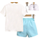 Shein Young Boy Casual Tropical Letter Print Short Sleeve T-Shirt And Shorts Summer Set