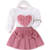 Shein Elegant Heart Shape Puff Sleeve Top and Skirt Set - Elegant