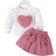 Shein Elegant Heart Shape Puff Sleeve Top and Skirt Set - Elegant