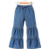 Shein Young Girl Knot Front Ruffle Hem Flare Leg Jeans