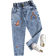 Shein Toddler Girls Unicorn & Star Embroidered Carrot Jeans