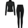 Shein Teen Girl Mock Neck Zipper Activewear Set - Black