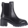 Off The Hook Block Heel High Ankle Leather Chelsea Boots - Black