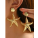 Shein 1pair Boho Textured Starfish Drop Earrings For Women For Gift