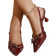 Shein Women's Fashionable Burgundy Patent Leather High Heel Pointed Toe Single Shoes With Decorative Buckle And Back Strap